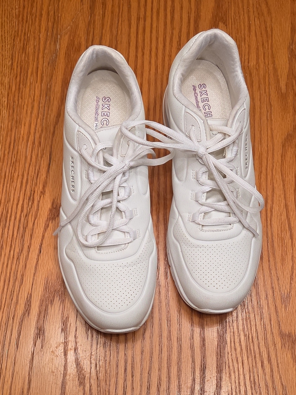 Sketchers Women’s White Lace-Up Perforated Comfort Sneakers - Picture 5 of 9